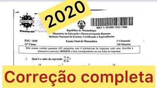 CORREÇÃO COMPLETA DE EXAME DE MATEMÁTICA 12ª CLASSE2020 1ª ÉPOCA [upl. by Kcirddec]