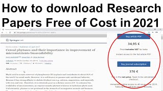 How to Download Research Papers Free of Cost [upl. by Oirramed790]