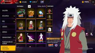 FREE FIRE X NARUTO TODOS LOS ITEMS DE LA COLABORACION 🔥🔥 [upl. by Kiernan]