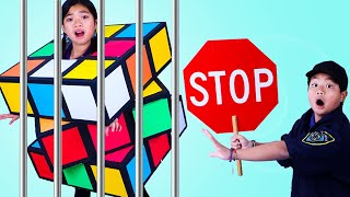 Jannie and Ellie Giant Rubik’s Cube Challenge and other Funny Kids Stories [upl. by Isma134]