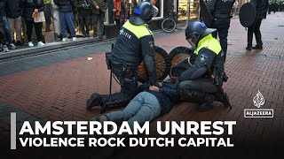 Amsterdam unrest New arrests as riots break out in Dutch capital [upl. by Little]