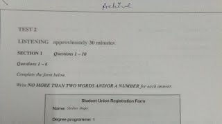 Student Union Registration From Answer key Test 2 listening Book Achieve Ielts [upl. by Hilton]