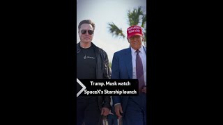 Trump Musk watch SpaceX’s Starship launch [upl. by Byler130]