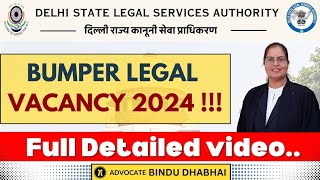 Legal Jobs 2024  Penal Lawyers Vacancy at DSLSA  Penal Lawyers  Advocate Vacancy in Delhi [upl. by Siblee]