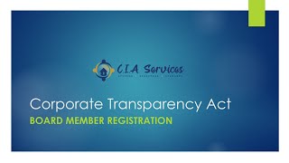 Corporate Transparency Act [upl. by Bjork]