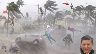 Incredible Windstorm hits China Windspeed of 500 KMH Strong Rain storm in Hangzhou [upl. by Nyledaj13]