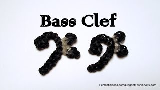 Rainbow Loom Bass Clef Charm  How to  Music Series [upl. by Ehgit]