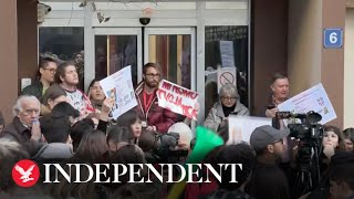 Watch again Serbian students protest election results in Belgrade [upl. by Ashby]