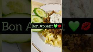 💚✨Koch mit mir Bandnudeln mit Hackfleisch amp Schmand Dip 👩‍🍳🤍 pasta pastarecipe kochen [upl. by Thorncombe109]