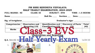 Class3 EVS Half Yearly Exam Question Paper  Term1 Session 202425 PM Shri Kendriya Vidyalaya [upl. by Nilad]