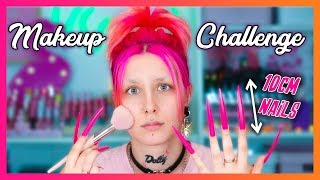 SE MAQUILLER AVEC DES ONGLES DE 10CM💅🏼  Extreme Long Nails Makeup Challenge [upl. by Pillsbury]