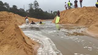 Terrigal river mouth opens up live Awesome must watch kids surfing [upl. by Ecinahc]