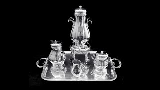 Cardeilhac Magnificent 5pc French Sterling Silver Tea Set with Puiforcat Sterling Serving Tray [upl. by Arem]