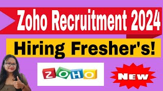 ZOHO Corp Off Campus Drive 2024  Hiring for Freshers as Software Developer [upl. by Oterol]