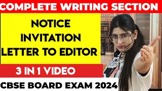 Writing Section class 12 English  NOTICEINVITATIONLETTER TO EDITORCBSE CLASS 12 ENGLISH [upl. by Chick522]