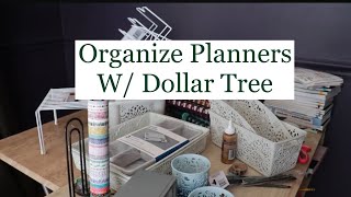 Dollar Tree Planner Storage amp Organization Happy Planner Desk Setup [upl. by Tavia]