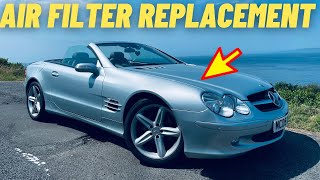 Mercedes SL R230 PART 5 air filter replacement SL350 500 R230 2002  2012 [upl. by Attecnoc]