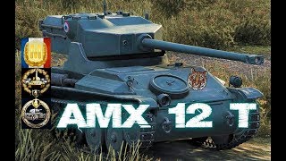 AMX 12 T World of Tank Blitz Aced gameplay 3500 DMG 1 vs 4 [upl. by Aihsilat]