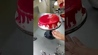 Red velvet glaze cake  Strawberry glaze cake  gel cake  piping gel shortsredvelvetcake [upl. by Aleik]