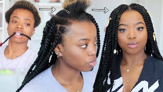 DIY Protective Style MARLEY TWISTS ON SHORT NATURAL 4C HAIR  RUBBER BAND METHOD [upl. by Faro756]