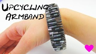 Draht Armband DIY Upcycling Armreifen mit Draht und Perlen selber gestalten Anleitung  deutsch [upl. by Niknar]