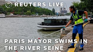 LIVE Paris Mayor Anne Hidalgo swims in the River Seine [upl. by Ardnalac]