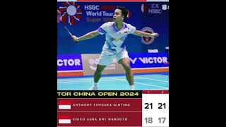 Kalakan Chiko Ginting ke r16 China Open 2024 [upl. by Aitra880]