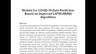 Models for COVID 19 Data Prediction Based on Improved LSTM ARIMA Algorithms [upl. by Lorine]