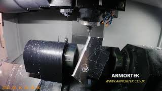 CNC Machining a 16 scale Panther G glacis plate front armour on a Doosan Puma [upl. by Heidy]