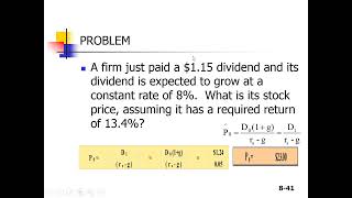 Casharka 8aad Example of Analysis of a Constant Growth Stock Chapter 9 Finance [upl. by Milt]