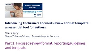 Part 1 Focused review format reporting guidelines and template [upl. by Darrell]