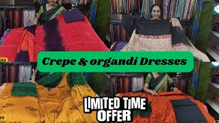 Crepe and Organdi Dresses on offer by Anitha Reddy From Trendsblockprints [upl. by Bigler]