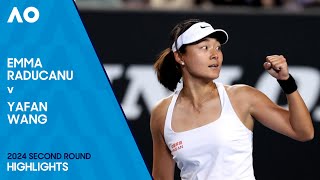 Emma Raducanu v Yafan Wang Highlights  Australian Open 2024 Second Round [upl. by Ayrb]