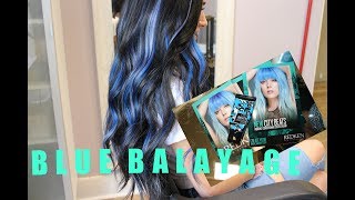 BLUE BALAYAGE ON BLACK HAIR  REDKEN CITY BEATS [upl. by Persis]