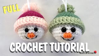 Free Snowman Head Baubles Crochet Pattern Tutorial Hooked On Patterns [upl. by Aveline]