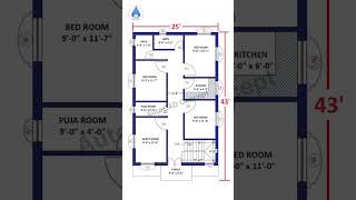 25x43 House Plan  25 by 43 Home Plan  Simple House Plans with dimensions home houseplaning [upl. by Adnorrehs]