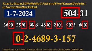 Thai Lottery 3UP Middle T Full and Final Game Update  InformationBoxTicket 172024 [upl. by Anilrahc]