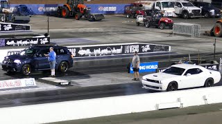 Jeep Grand Cherokee Trackhawk Vs Dodge Challenger SRT Hellcat Drag Race  Las Vegas 622023 4K UHD [upl. by Daveen]