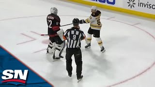 Marchand and Kochetkov SLASH Each Other After Whistle Receive Penalties [upl. by Diet]