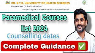 AP Paramedical Counselling dates  List of Paramedical Courses in 2024  NTRUHS [upl. by Aikehs579]