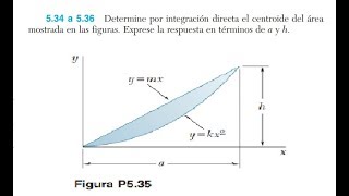 Determine por integración directa el centroide del área mostrada  Ejercicio 535 Beer [upl. by Lleryt827]