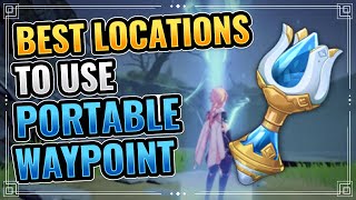 BEST Locations for Portable Waypoints RECIPE Included Meme Locations Genshin Impact New Gadget [upl. by Orabla]