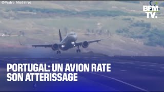 Au Portugal cet avion rate son atterrissage et laisse des flammes séchapper [upl. by Okuy]