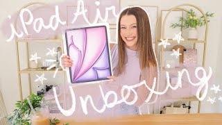 iPad Air 2024 M2 UNBOXING  SETUP iPad Air in PURPLE 💜  iPad Air  iPad Pro comparison [upl. by Llered]