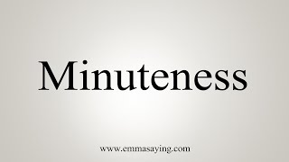 How To Say Minuteness [upl. by Enyaj]