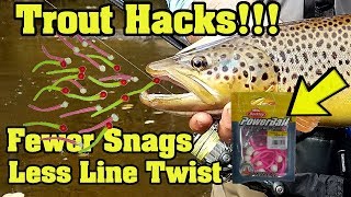 2018 Trout fishing hacks How to reduce line twist and snags Great new rigs Weedless Mice tails [upl. by Joyce]