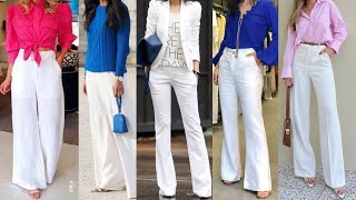 MODA MUJER 2024 PANTALONES BLANCOS de moda 2024 como COMBINARLOS [upl. by Killigrew]