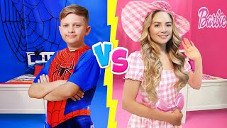 Barbie House VS Spiderman House [upl. by Brunhilde]