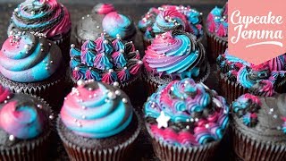 Piped Buttercream GALAXY Cupcake  Full Tutorial amp HowTo  Cupcake Jemma [upl. by Ocsic640]