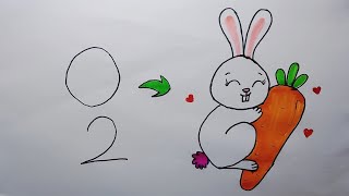 How To Draw Rabbit With 20 Number  Rabbit Drawing Step By Step [upl. by Evars]